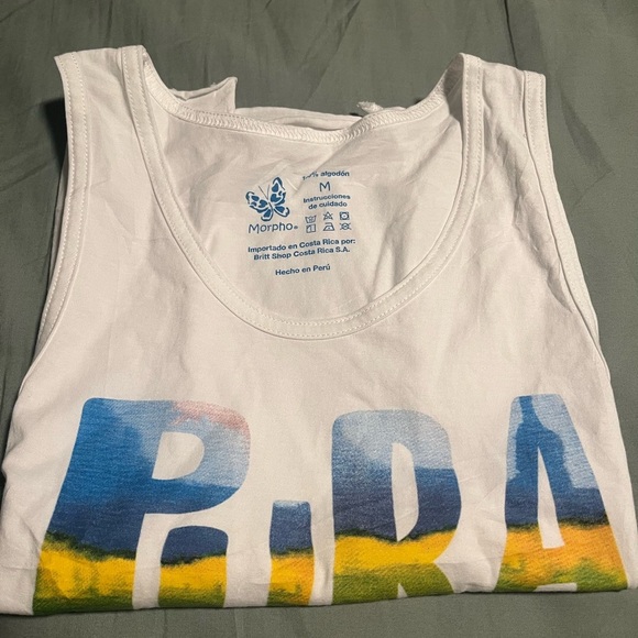 Pura Vida White Crop Tank Top Relaxed Fit - Picture 3 of 3